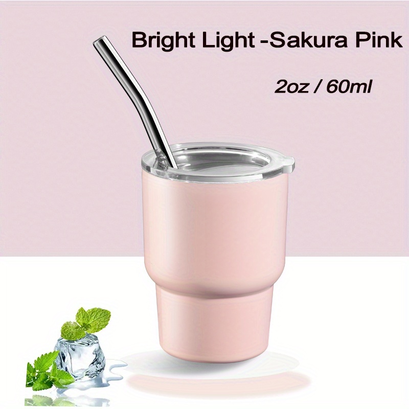 4pcs, Sakura Train Mini Tumbler Shot Glass With Straw, 2oz/60ml Tumbler  Shot Glasses, 20 Colors Metal Mini Tumblers With Lids And Straws, Mini  Tumbler