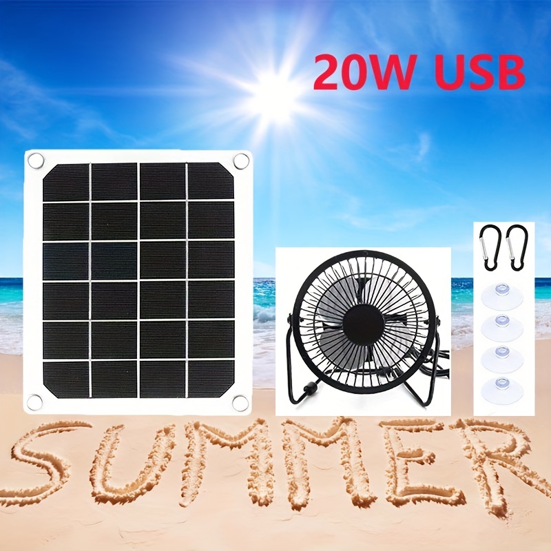 Ventilador solar de 20W 18V para ventilador de escape de panel solar de  invernadero para ventilación de techo Camping