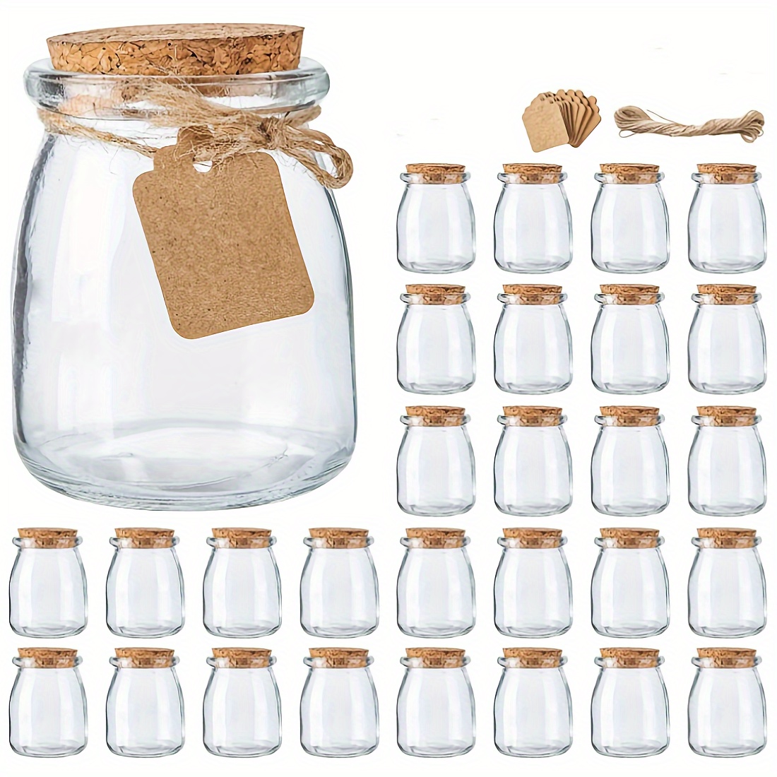 60ml Mini Botella Cristal Pequeña, Set de Mini Botellas de Cristal con  Tapa, Kit Botes Cristal Pequeños, Frascos de Vidrio para Regalitos Boda,  Fiesta, Especias y Mermelada (12 Pcs) : : Hogar