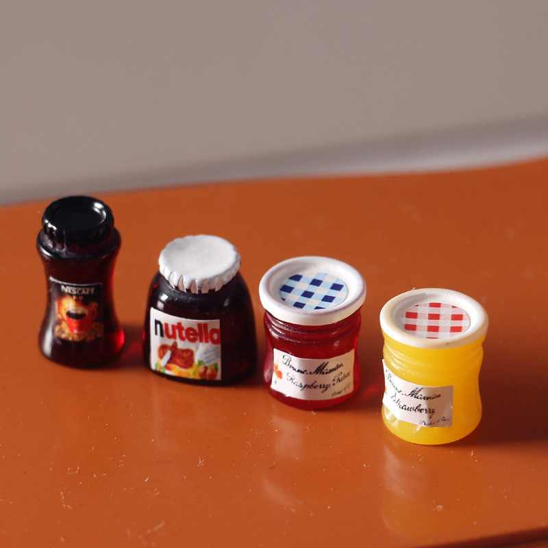 1/12 Dollhouse Miniature Accessories Mini Nutella Jam Coffee Simulation  Kitchen Food Condiment Toys Doll House Decor Sticker DIY - AliExpress