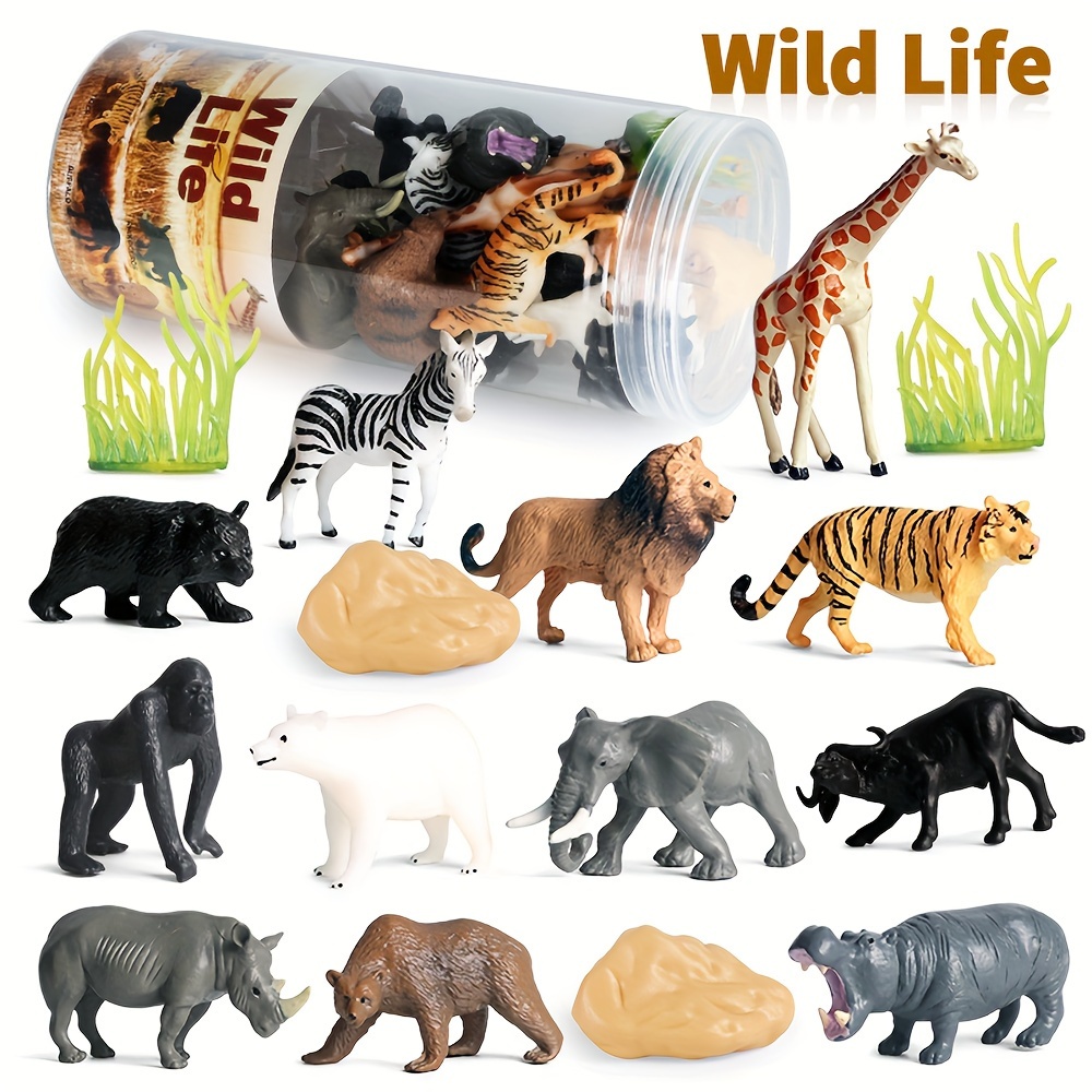 12Pcs Small Animal Figures, Assorted Mini Plastic Animal Toy Realistic  Little Animals for Sensory,Gifts