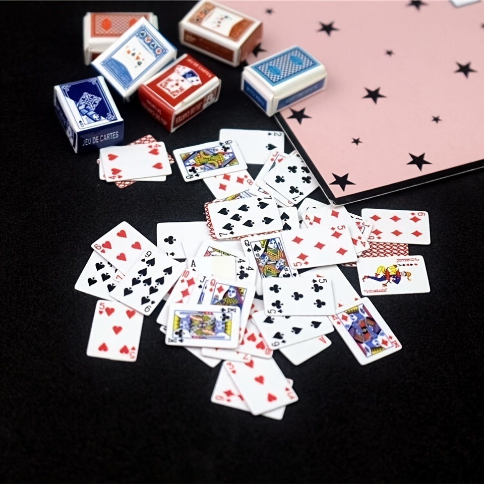 2 Decks Mini Playing Cards, 3 Different Sizes Of Mini Poker Card, Portable  Flexible Mini Game Poker Cards For Travel, Cute Miniature Dollhouse Decorat