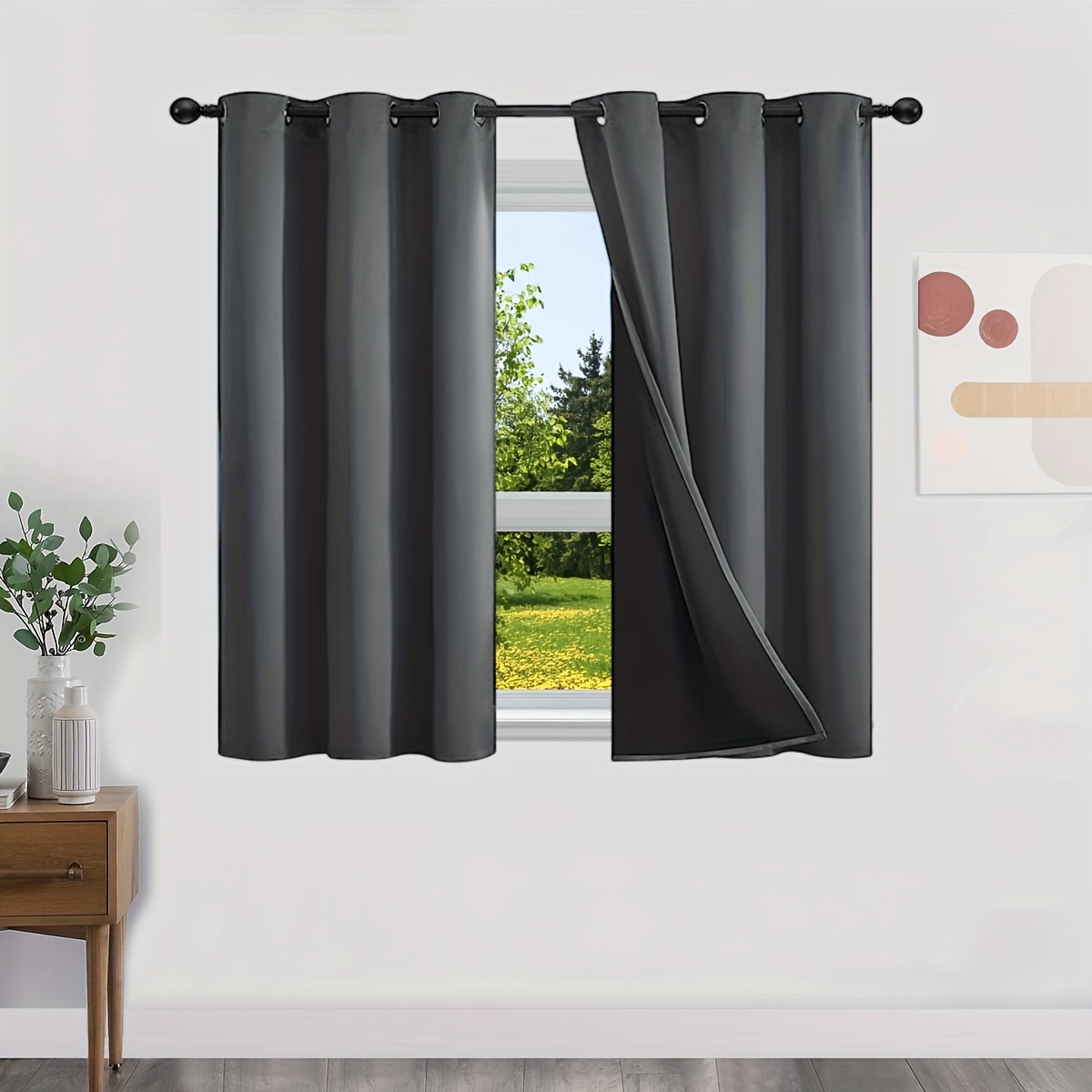 Cenefas de cortina opacas de doble capa con aislamiento térmico, panel  decorativo de tratamiento de ventana, cortina plisada para dormitorio, sala  de