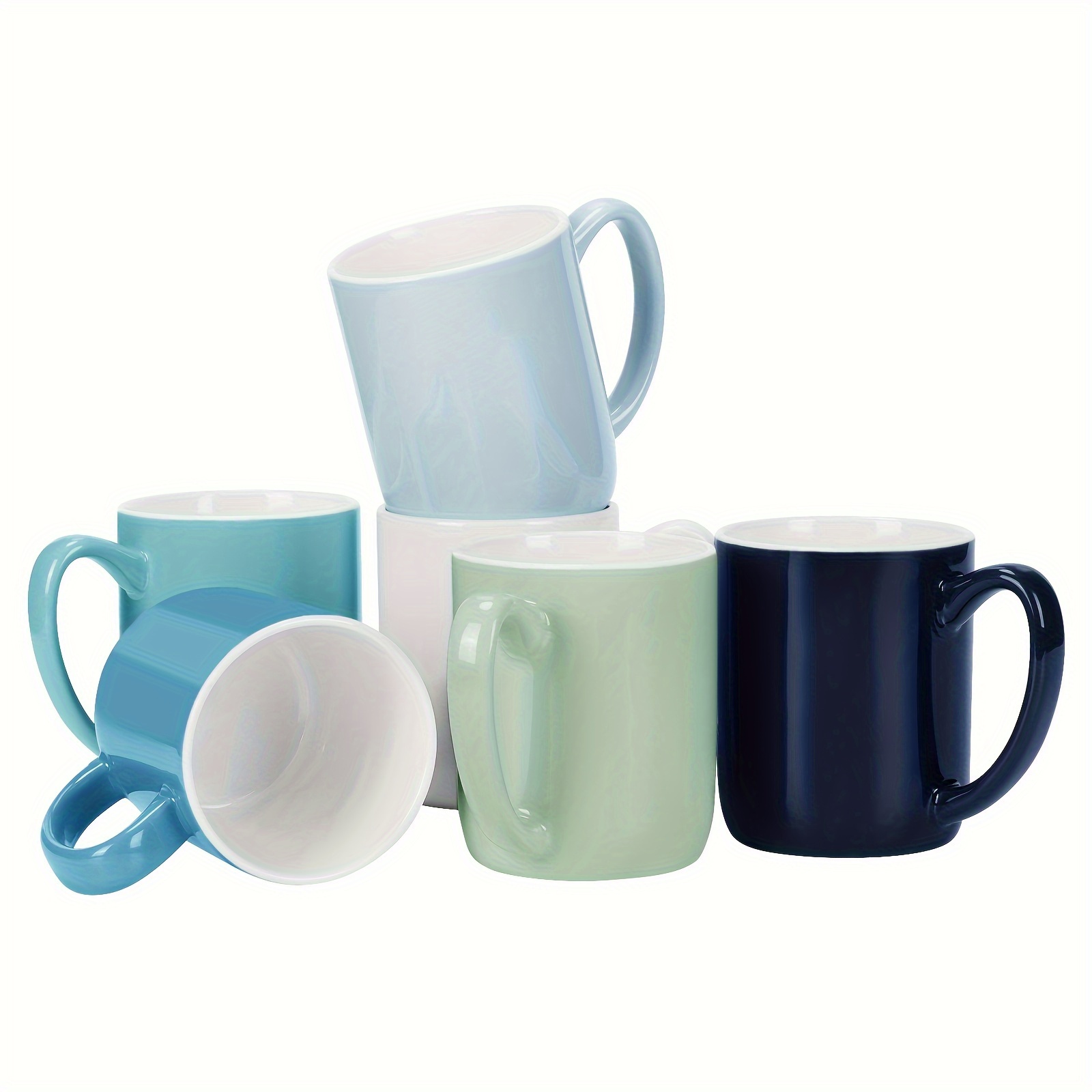 1pc Porcelain Mug, Modern Color Block Work Office Mug For Daily