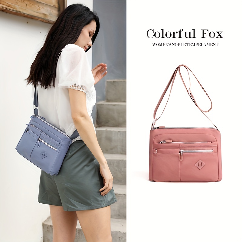 Casual Large Capacity Tote Bag, Nylon Solid Color Shoulder Bag, Crossbody  Bag With Round Coin Purse - Temu