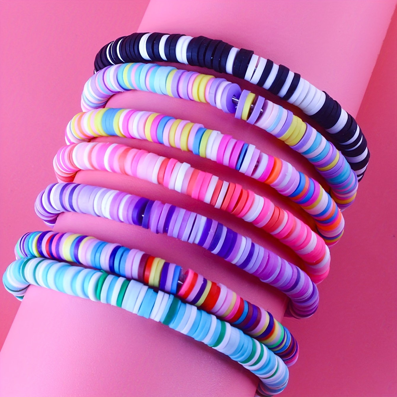 Colorful Polymer Clay Beaded Bracelets Y2k Summer Beach - Temu