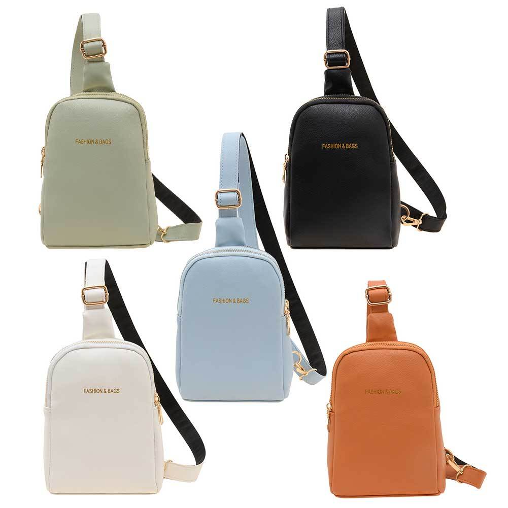 Letter Printed Sling Bag, Trendy Double Zipper Chest Bag, Casual Faux  Leather Crossbody Bag For Travel & Sports - Temu Japan