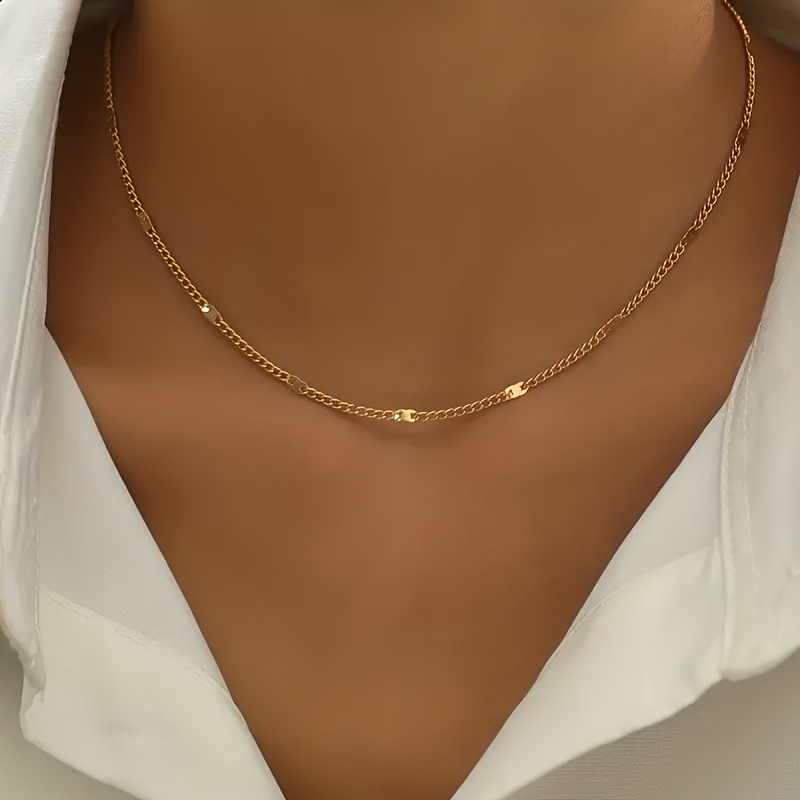 1pc-Stainless Steel Plated Chain Herringbone Necklace Choker Necklaces For  Women Girl Gifts Jewelry