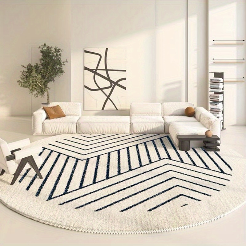 Grand tapis rond monochrome minimaliste, tapis de canapé