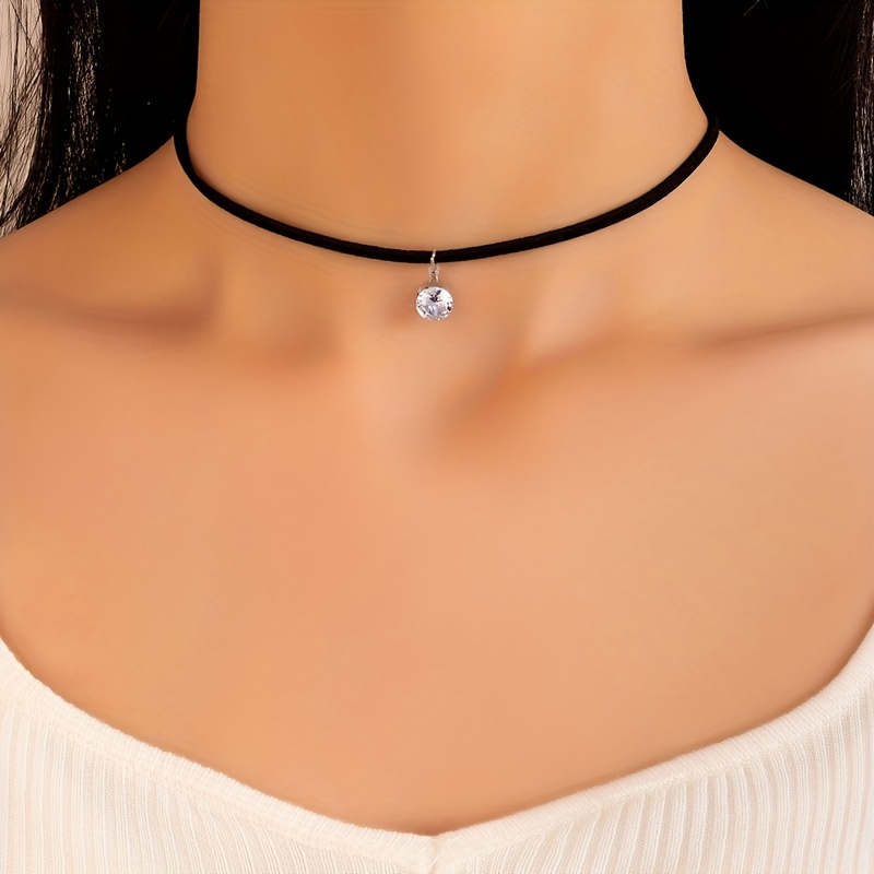 Black Velvet Collar Choker with Golden Long Strip Pendant Women's Sexy Necklace,Temu