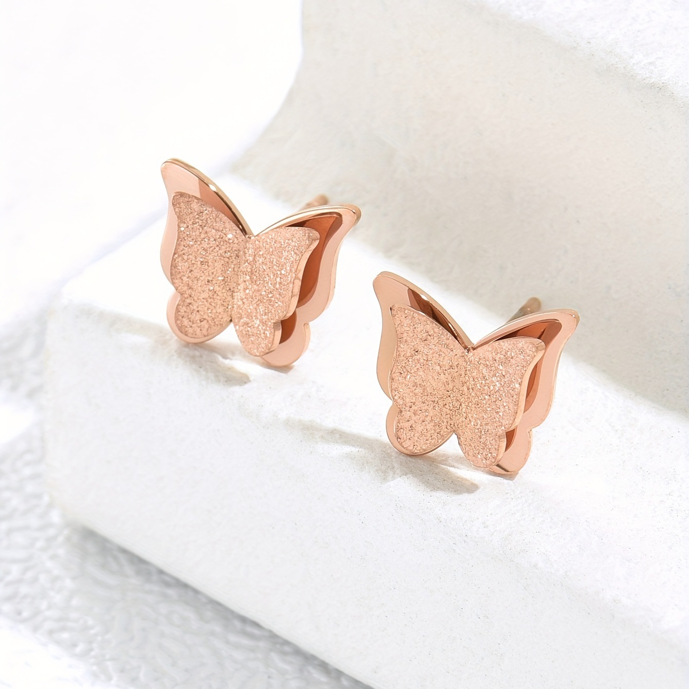 100pcs Stainless Steel Earrings Back Golden Silvery Tone Rose Golden  Butterfly Ear Nuts Earring Pin Stopper DIY Jewelry Making Supplies 6x4.5mm