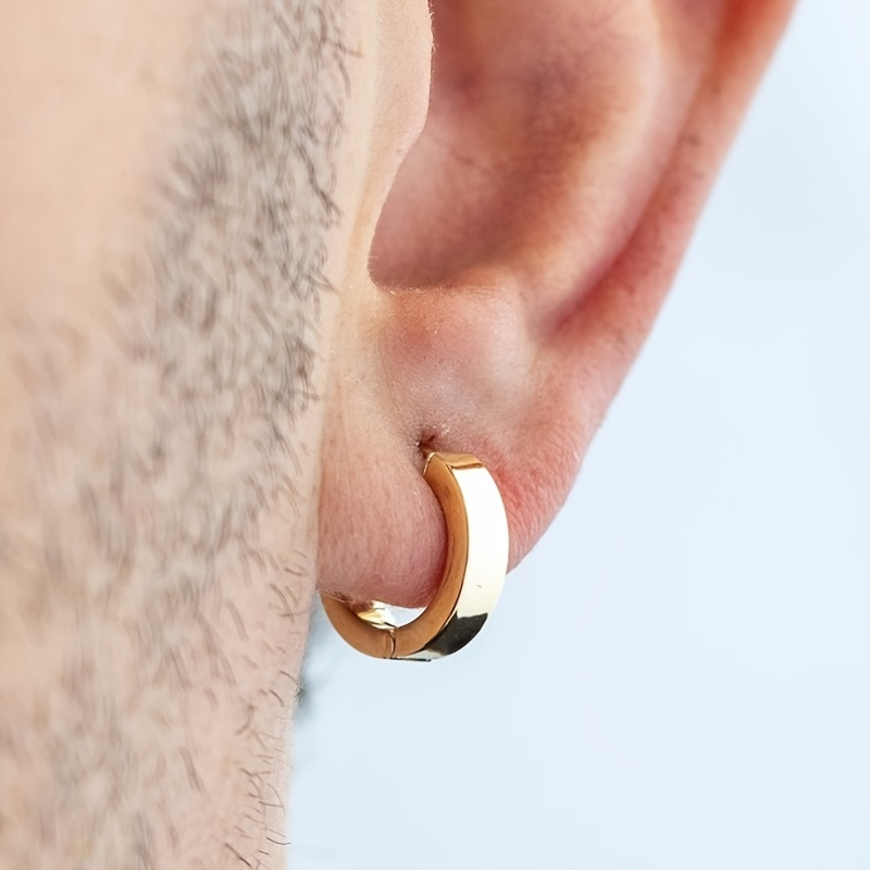 Mens gold huggie on sale earrings