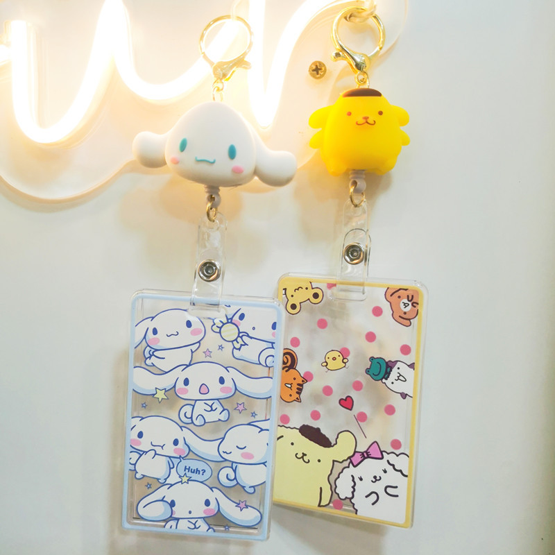 Kawaii Cinnamorroll ID Card Holder Cute Sanrio Cartoon Bus Card Cover Case  Photo Display Women Backpack Decoration