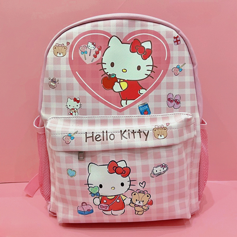 Cute Hello Kitty Leopard Backpack White - Pink Laptop School Books Bag