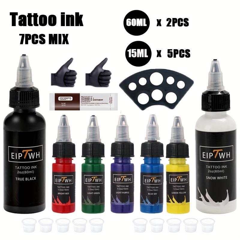 7 Color Tattoo Inks Set for Practice 1 oz 30ml/Bottle Tattoo Inks Pigment  Kit for 3D Makeup Beauty Skin Body Art(30ml/pc)