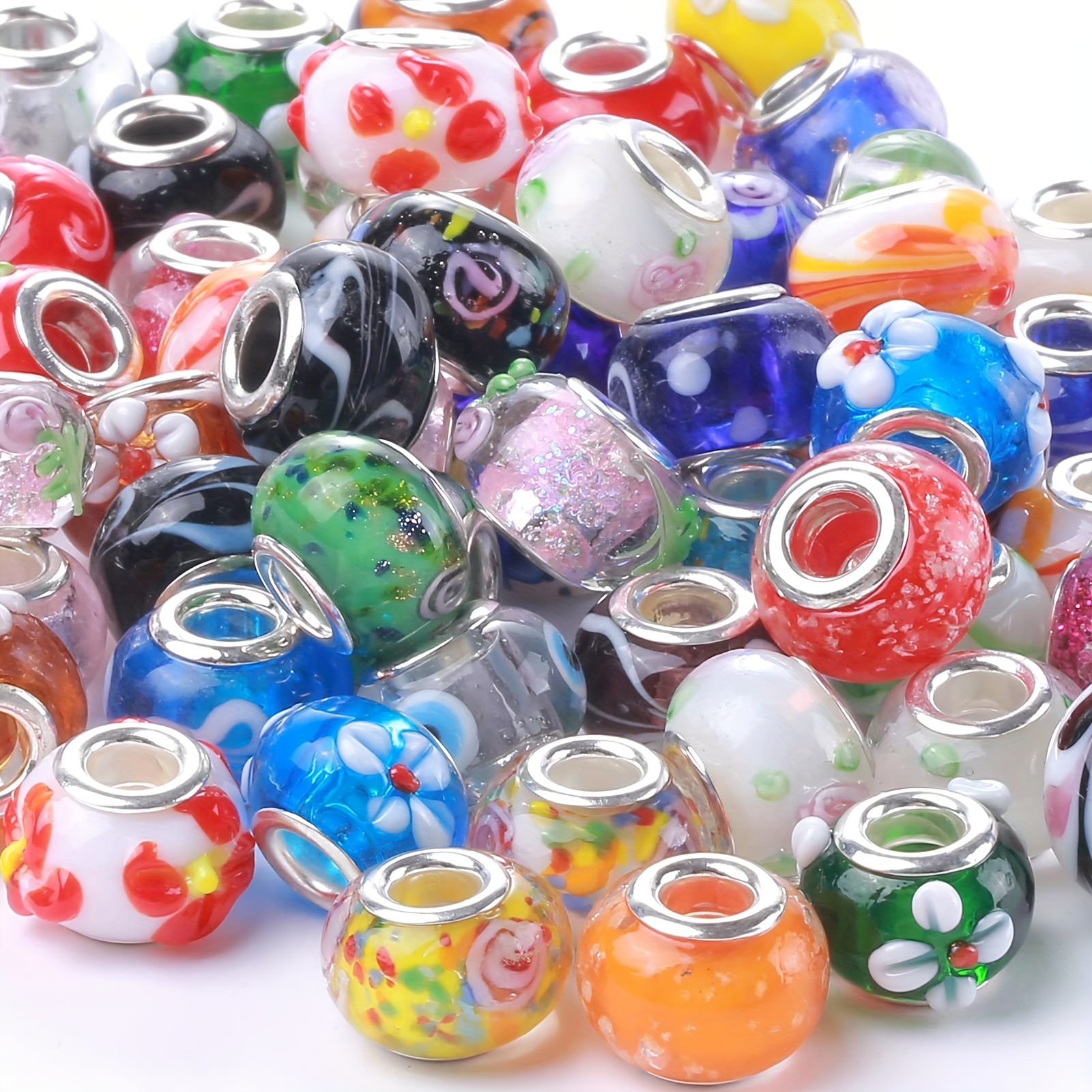 Aluminum Seven color Arc Mixed Thread Beads Large Hole Loose - Temu