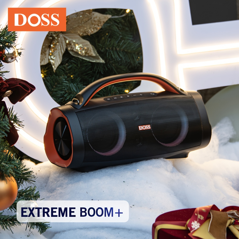 DOSS Extreme Boom Pro 5.3 Wireless Speaker Powerful 100W Massive Sound Stereo Bass Subwoofer Sound Box Outdoor IPX6 Waterproof Portable Speakers Built in 10400mAh Power Bank With Mixed Color Light