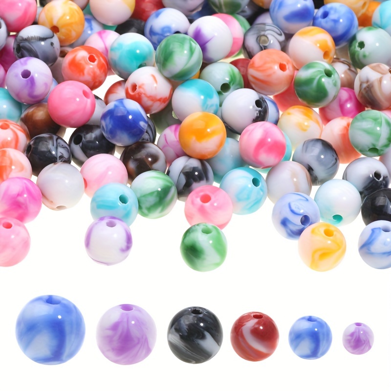 Textured Colorful Acrylic Beads Resin Beads with White Spots, 16mm