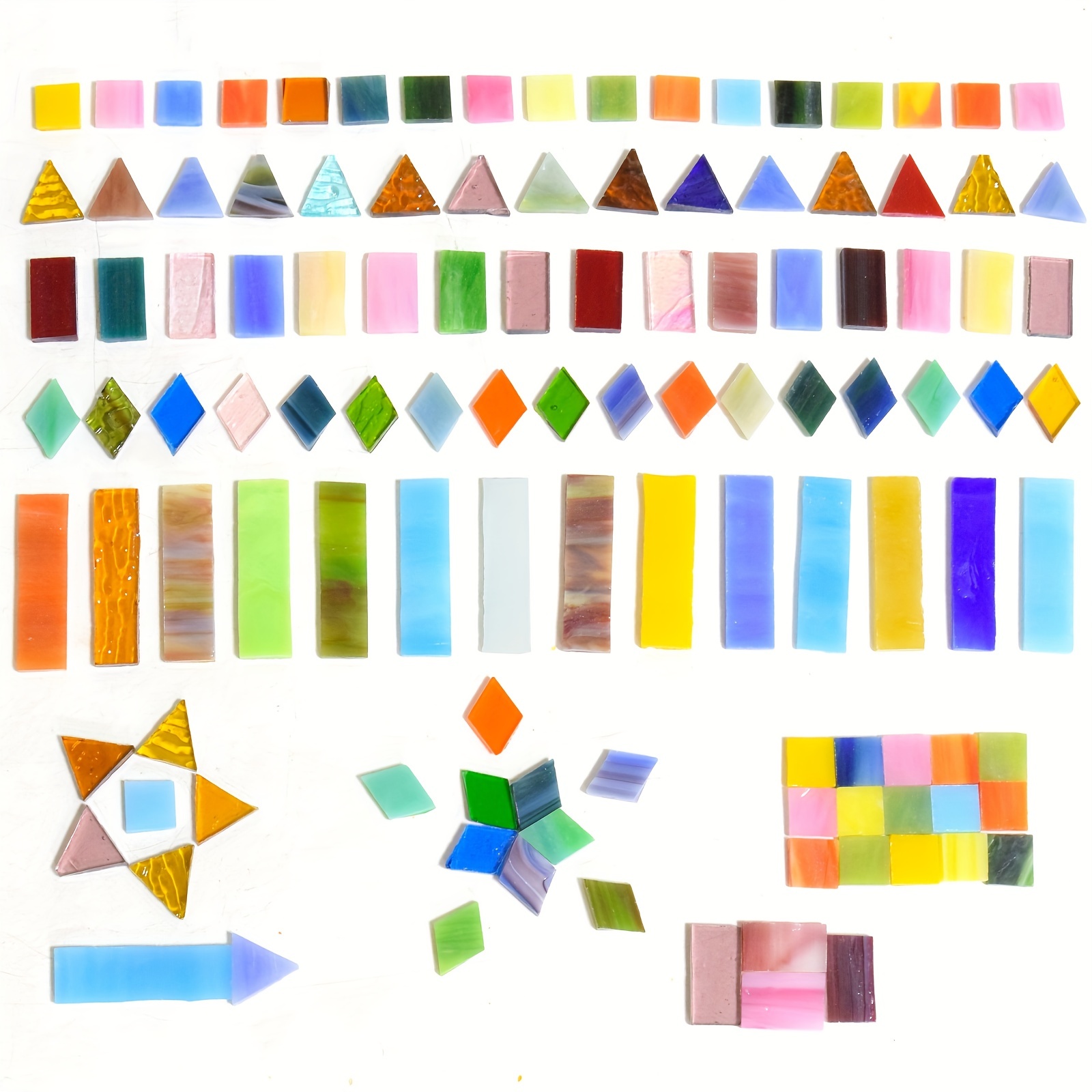 Irregular Mosaic Glass Pieces 500g for , Crushed Stained Glass Tiles,  Assorted Colors and Shapes Mosaic Art Supplies (Mixed Assorted Colors)