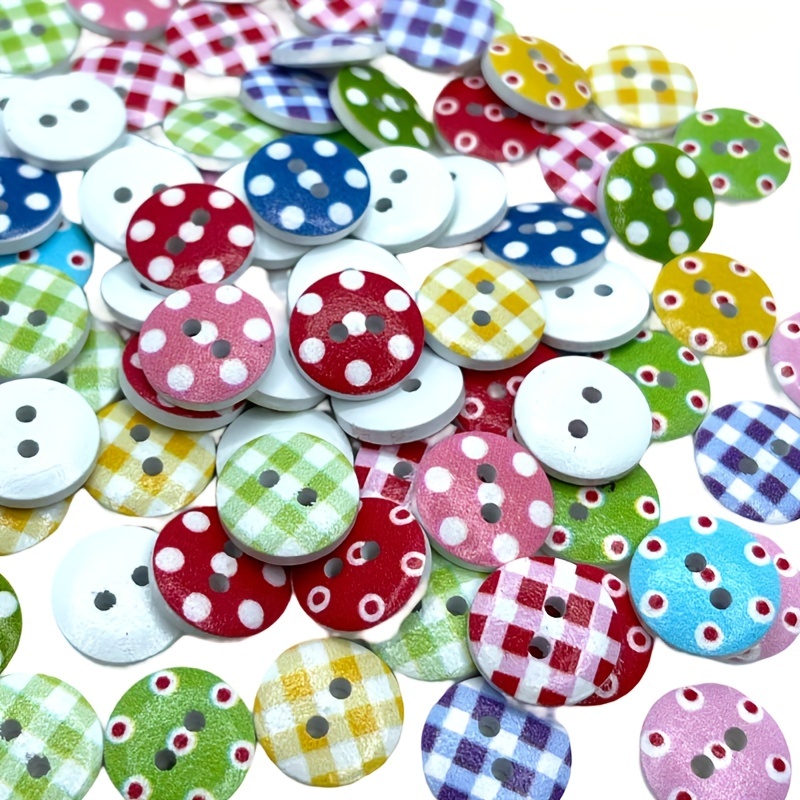 Foraineam 400pcs Mixed Wooden Buttons Bulk 2 Holes Round Decorative Wood Craft B