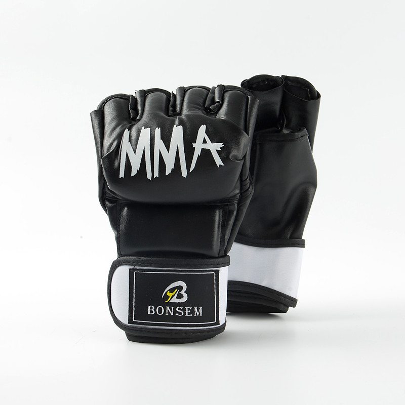 ZooBoo Guantes de artes marciales mixtas, medio dedo, guantes de boxeo,  guantes de combate MMA con banda ajustable para la muñeca para  entrenamiento