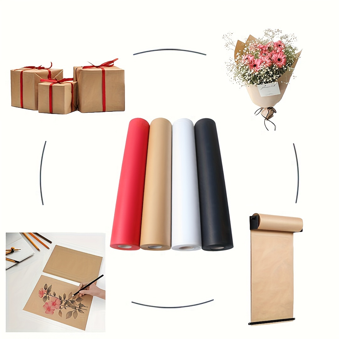 Rouleau de papier kraft blanc pour emballage cadeau, papier à dessin,  artisanat, mariage, fête d'anniversaire, affiche - AliExpress