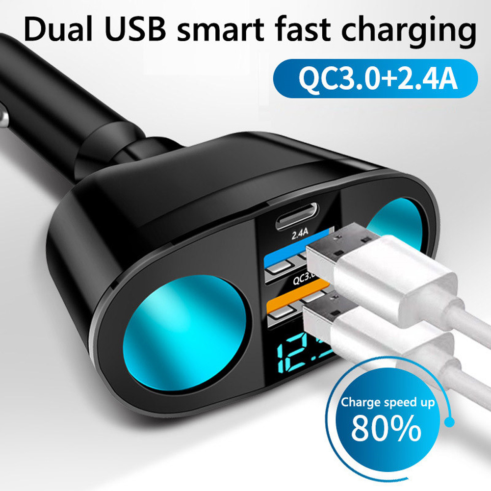 Quick Charge 3.0 Cigarette Lighter Adapter, EEEkit 120W Car Charger,  12V/24V 3-Socket Car Power DC Outlet Splitter with 4 2.4A USB Charging  Ports, LED Voltmeter, Power Switch 
