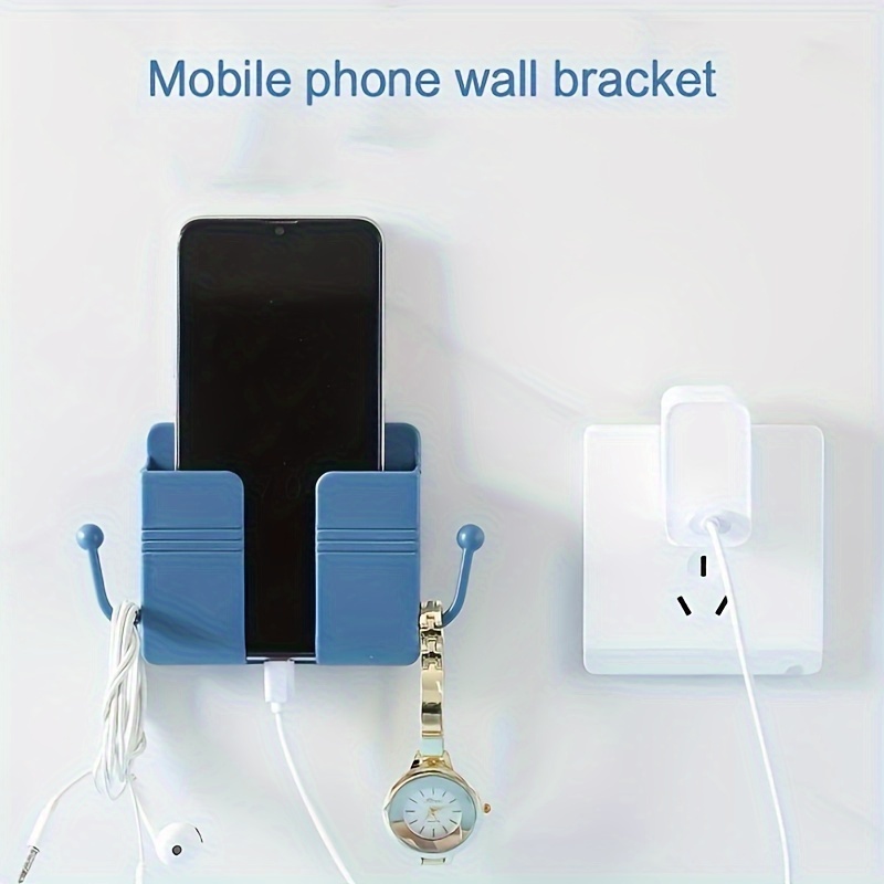 2 soportes de pared para teléfono celular, soporte adhesivo para teléfono  celular con orificio de recepción de cable de datos, soporte de control