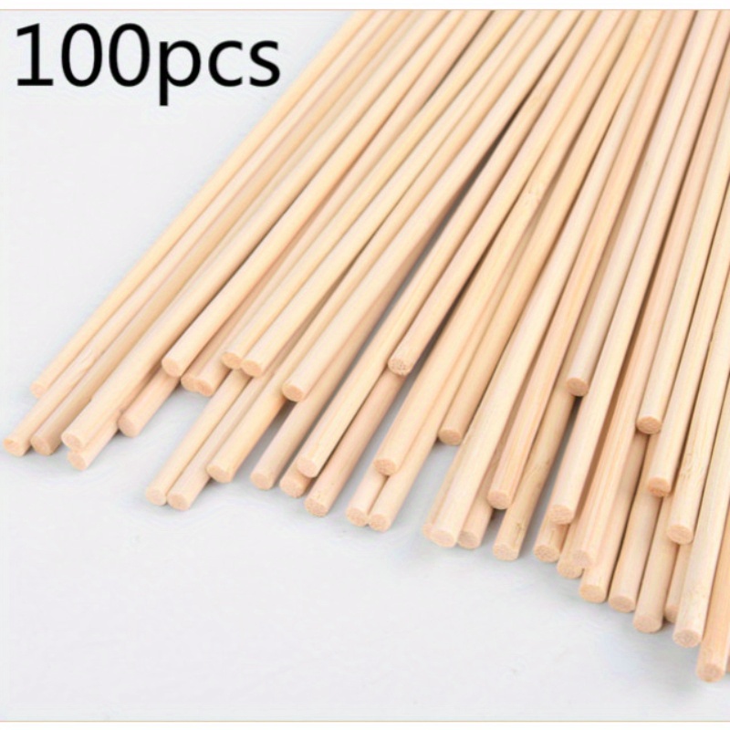100 palos de madera para manualidades, palos largos de bambú natural,  varillas cuadradas de madera sin terminar, tiras de madera largas para