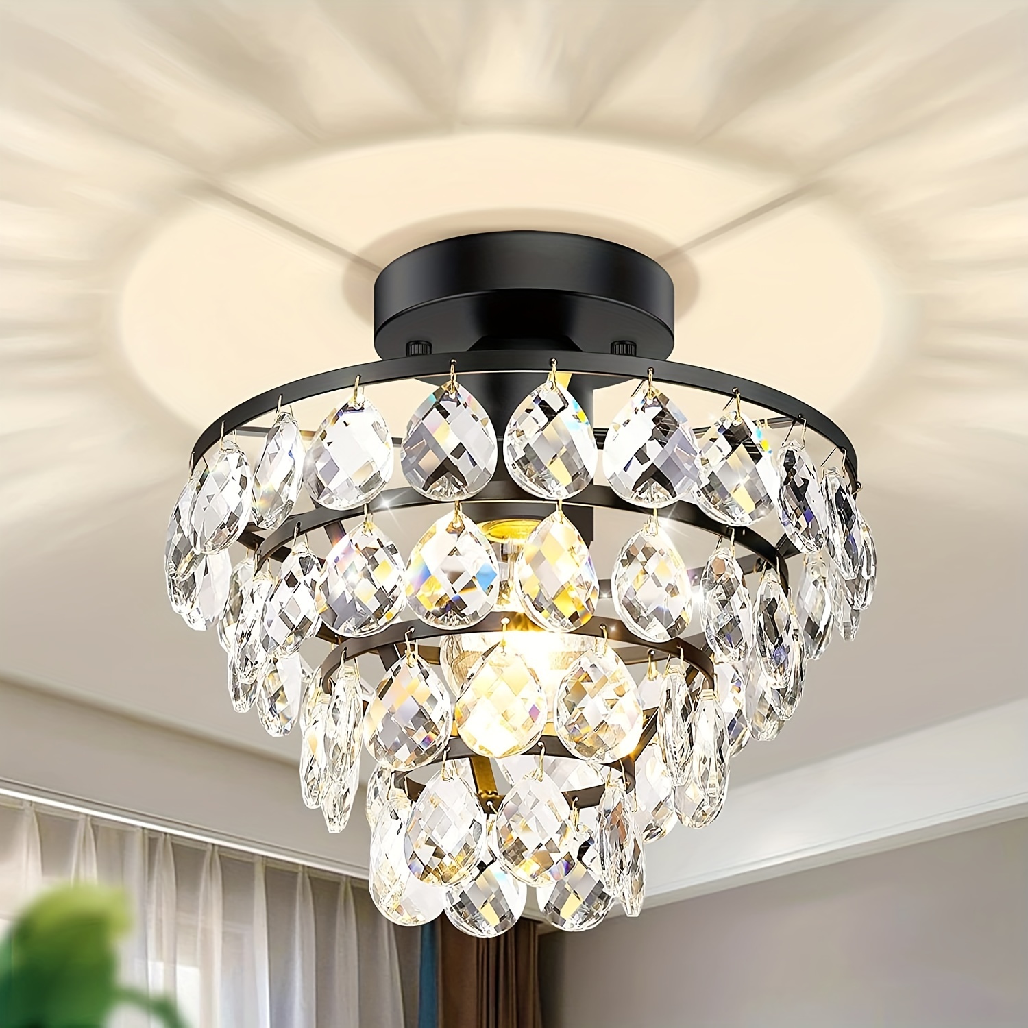 Plafonnier Cristal LED D 80 cm luminaire de chambre salle salon
