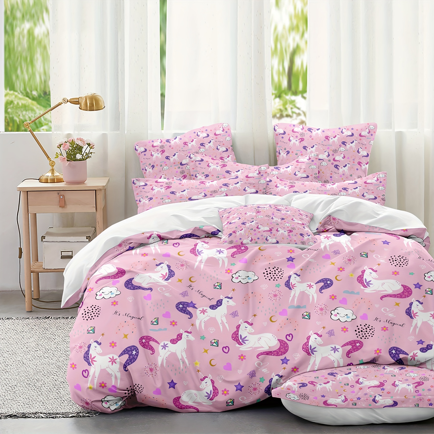 Pink and outlet purple unicorn bedding