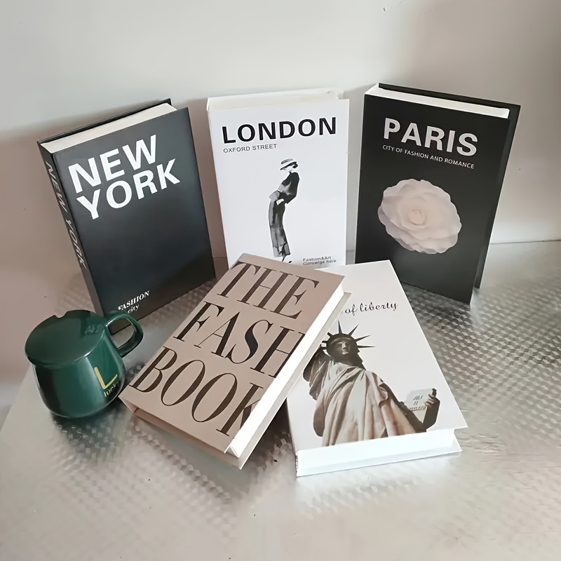 3 libros decorativos para decoración del hogar con páginas en blanco,  libros de mesa de café, decoración en blanco y negro, libros falsos, juego  de