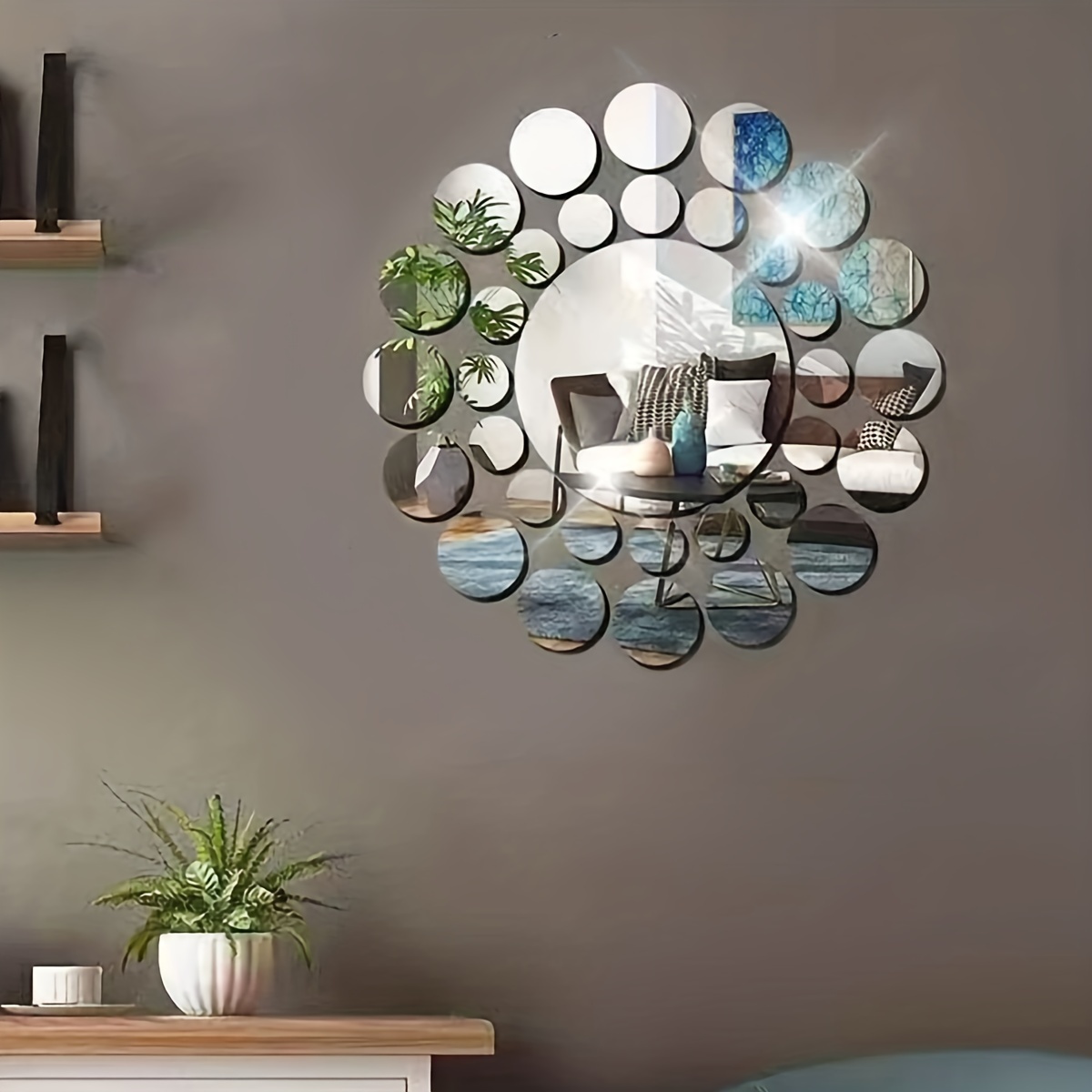 Espejo pegatinas de pared, 3D cristal doble amor corazón acrílico DIY arte  pared pegatinas hogar sala