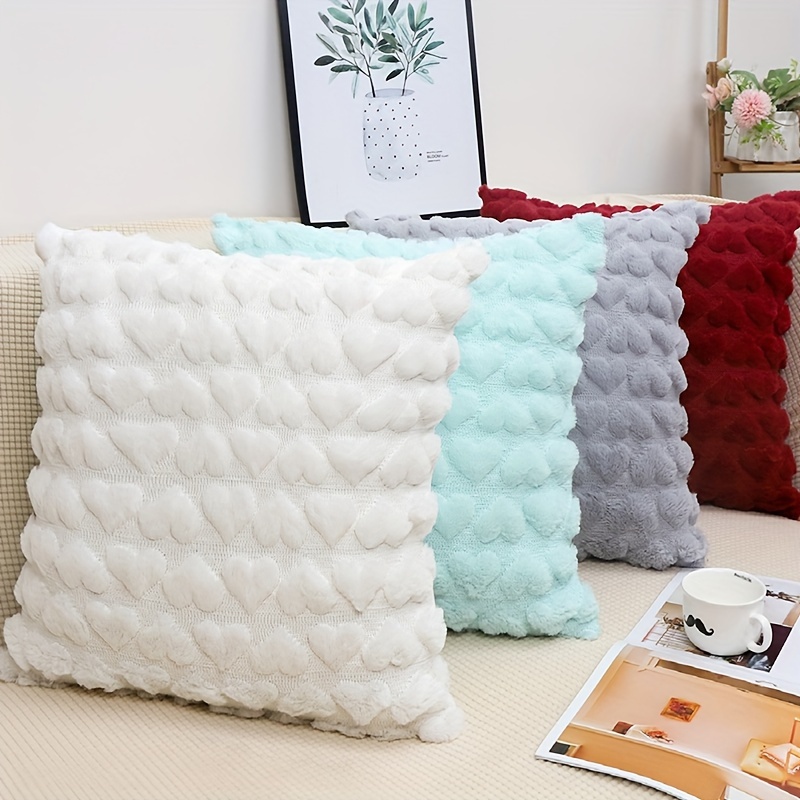 Soft Fluffy Sherpa Throw Pillow Decorative Cushion, Beige, 18 x 18