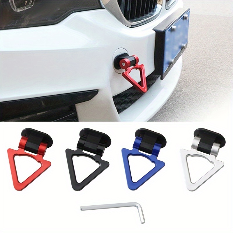 AUTO MT RED Round Car Tow Hook Universal Decorative Racing Style Trailer  Hook Sticker Rear Tow Strap Tow Hook Towing Belt Car Bumper (ONLY  Decoration)