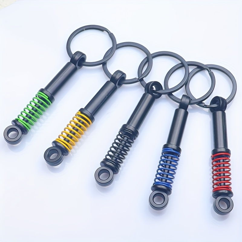  1Pcs Leather Alloy Spring Coil Tassel Keychain DIY