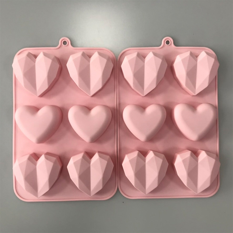 Molde de corazon para chocolate diamante moldes silicon silicona reposteria  2pcs