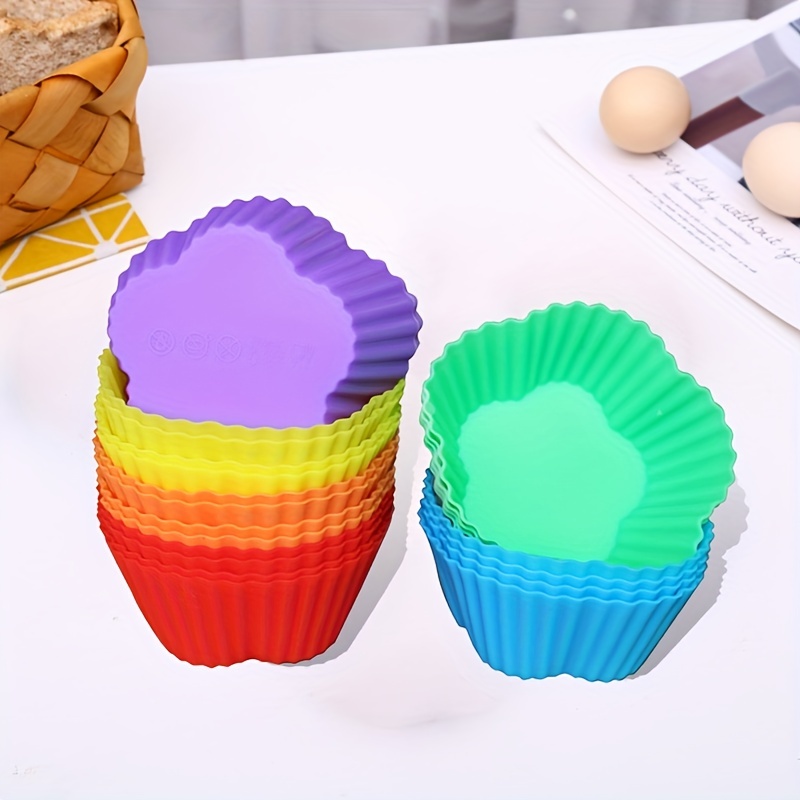 10pcs Silicone Muffin Cups For Steaming Puddings, Cupcakes, Muffins, Cake  Baking Cups Liners, Random Color