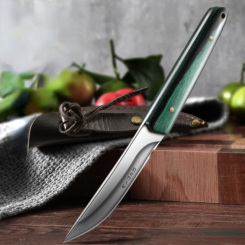 1pc, Portable Forging Knife With Cover, Home Fruit Knife Outdoor Meat Knife  Mongolian Knife Hand Grilled Knife Boning Knife Halloween Christmas Party