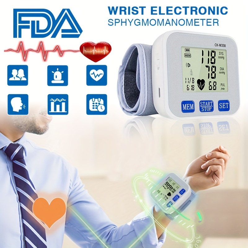 New 2024 Wrist Blood Pressure Machine - Rechargeable Blood Pressure Monitor  with Large LED Display with Position Sensor & Voice - Digital Automatic