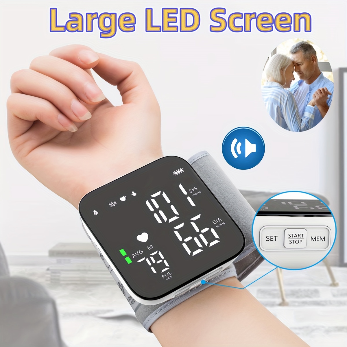 Automatic Arm Blood Pressure Monitor Led Full size Large - Temu