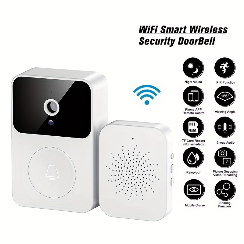 2MP WiFi Home Wireless Visual Intercom Voice Flash Door Bell with