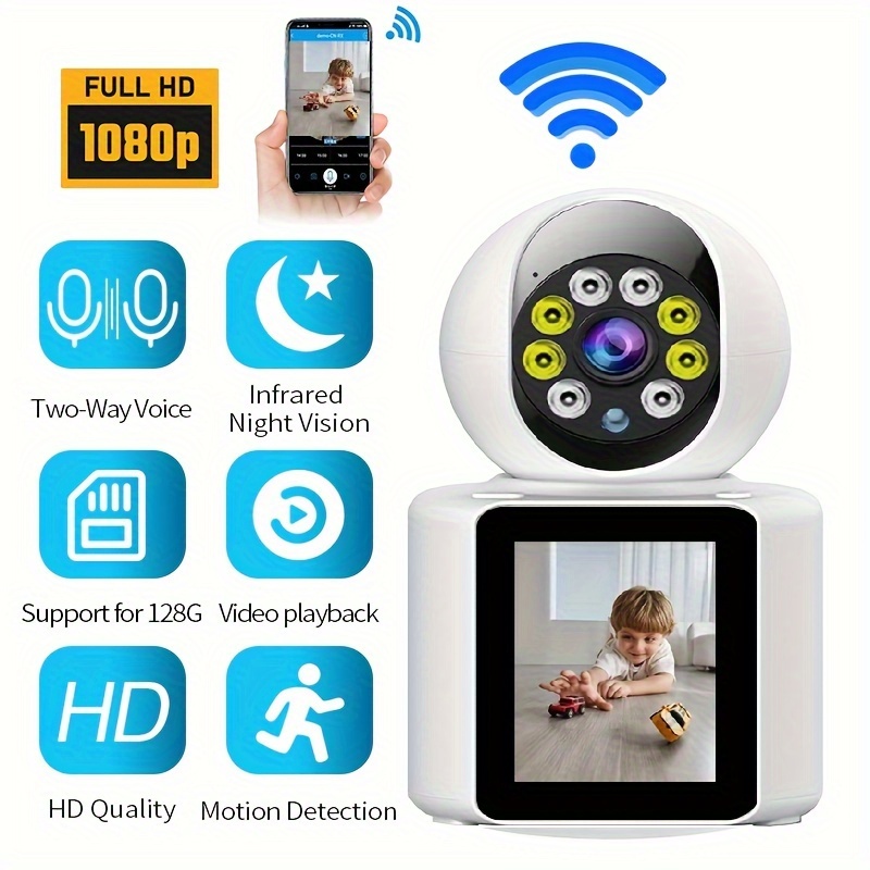 Camaras De Seguridad HD Monitor Bebe Vigilabebes WiFi Con 2-Way Audio Para  Espia