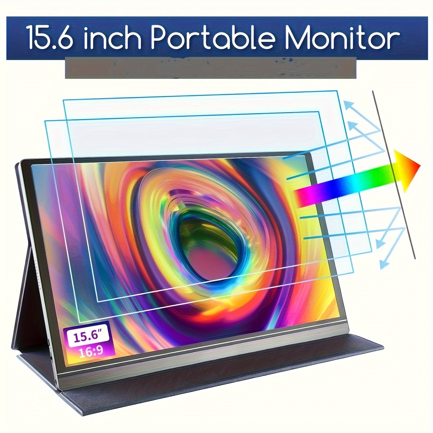 InnoView Monitor portátil para laptop, pantalla de cuidado ocular FHD 1080P  IPS de 15.6 pulgadas con soporte ajustable de 180°, monitor de viaje de
