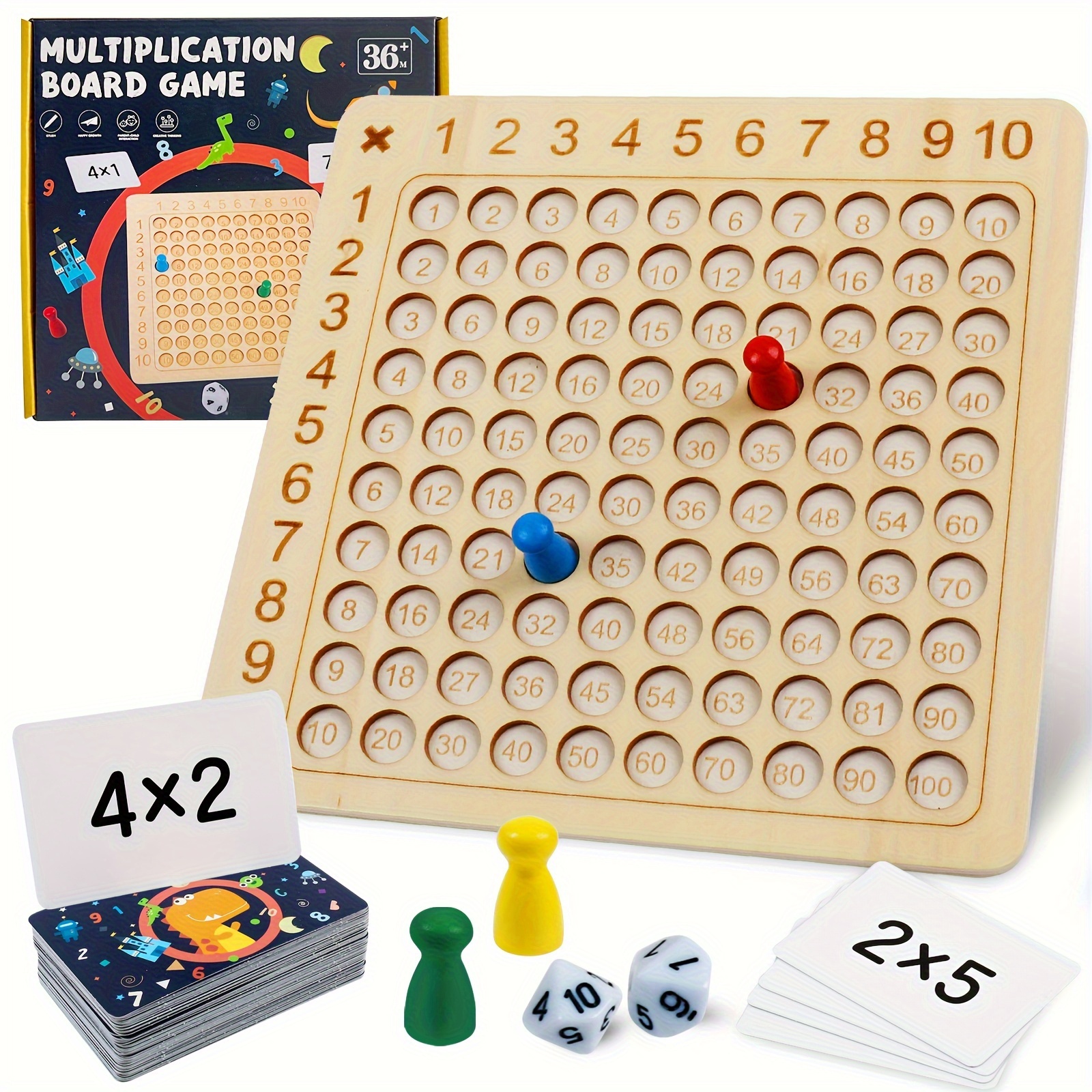 2 Pcs multiplicação matemática, Multiplicação e Divisão Montessori, Jogo  multiplicação educacional brinquedo contagem crianças tabuleiro