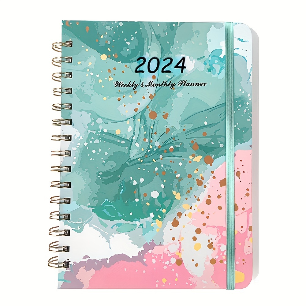 2024 Planner - Weekly and Monthly Planner Spiral Bound, Jan 2024 - Dec  2024, A5 (6.7 x 8.6), Planner 2024 with Tabs, Inner Pocket, Helps To Keep