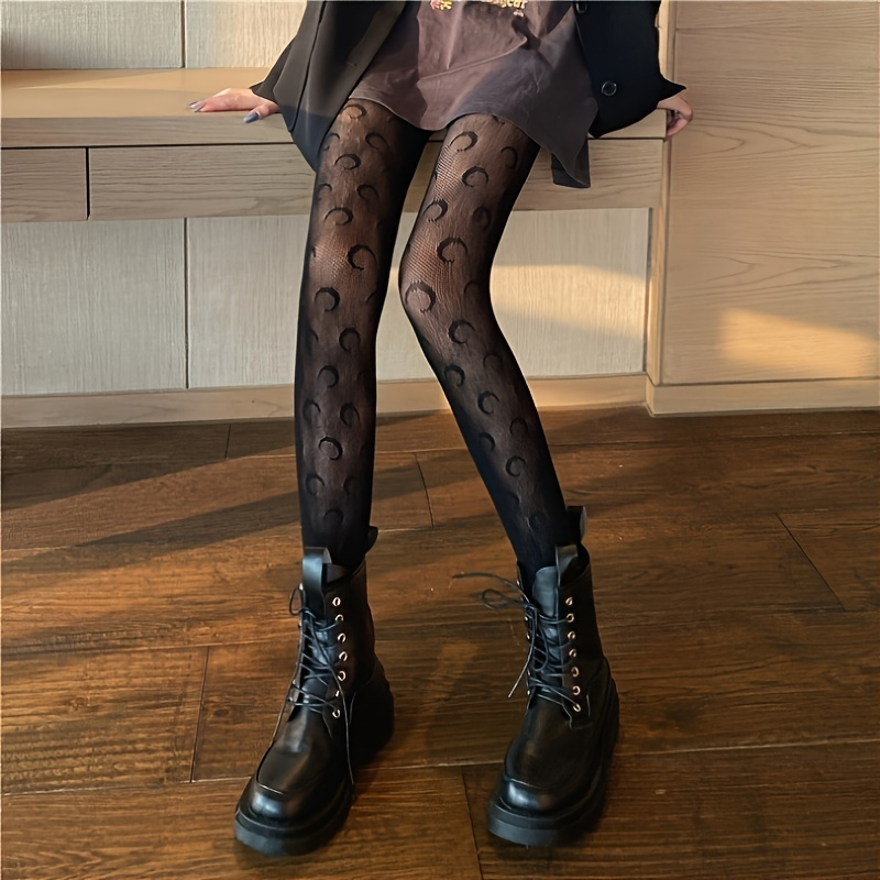 Rhinestone Fishnet Footless Tights, High Waist Cut Out Sheer Pantyhose,  Women's Stockings & Hosiery for Music Festival