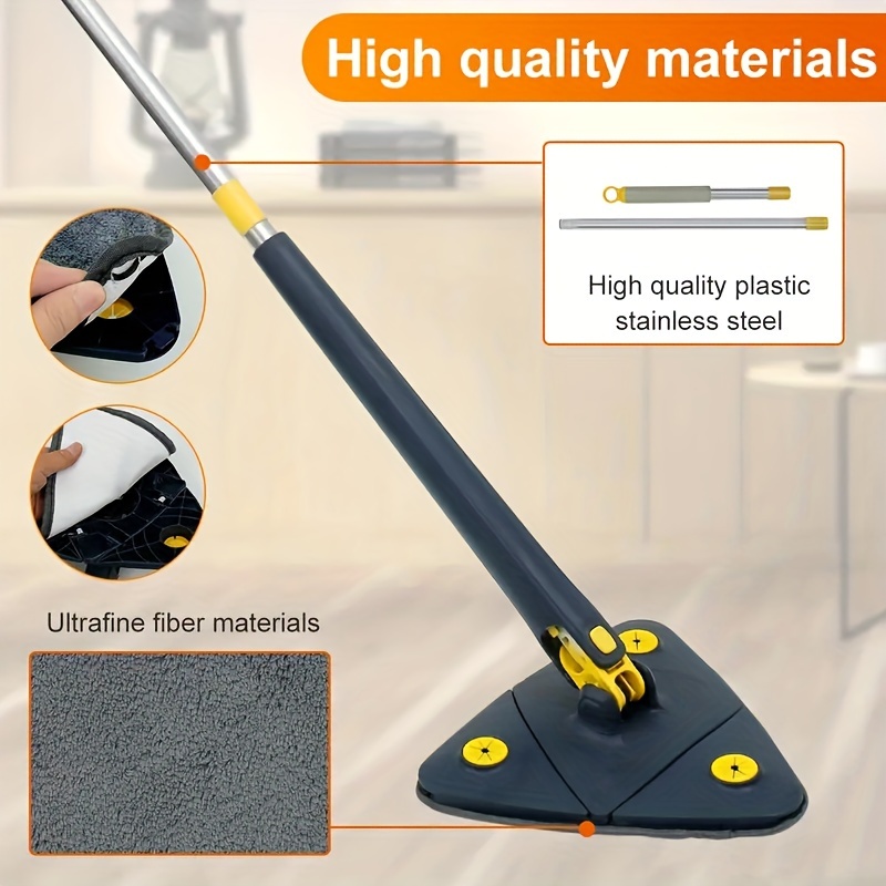 Fregona triangular ajustable de 360 grados para limpieza de ventanas, mopa  de microfibra con mango de 1,3 m, limpiaparabrisas de vidrio autoescurrido,  Kit de limpieza de ventanas de pared