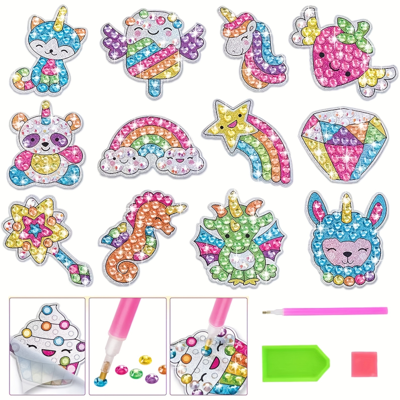 Junrife Cute Diamond Painting Stickers Kits for Kids Anime Craft Arts Set -  Best Gifts for Children or Adult Beginners StitchStyle 9PCS