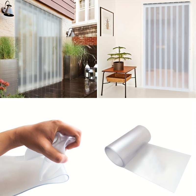 Cortina de puerta plegable de PVC, pantalla de puerta corredera simple,  cortina de aislamiento térmico transparente, cubierta de puerta, cortina de